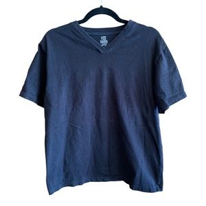 Lady foot locker black shortsleeve v neck plain tee shirt top XL